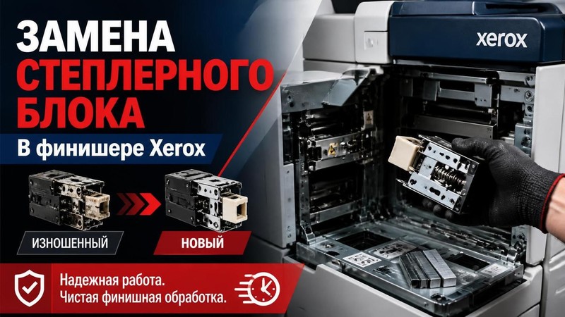 Замена изношенного степлерного блока в финишере Xerox