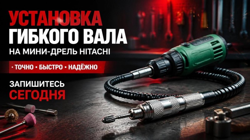 Установка гибкого вала на мини-дрель Hitachi