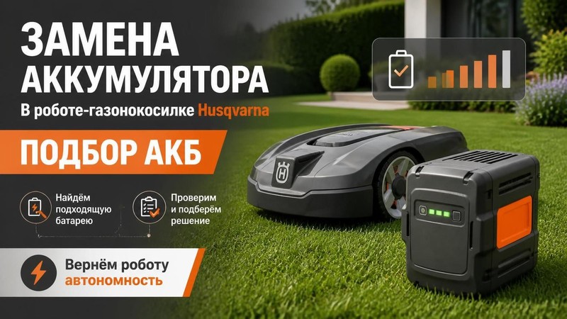 Замена аккумулятора в роботе-газонокосилке Husqvarna: подбор АКБ