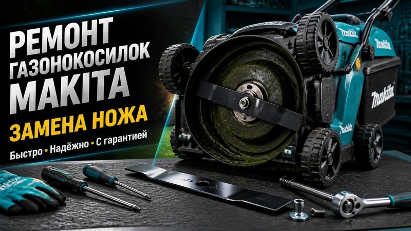 Ремонт электрической газонокосилки Makita: замена ножа