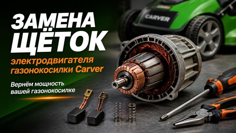 Замена щёток электродвигателя газонокосилки Carver