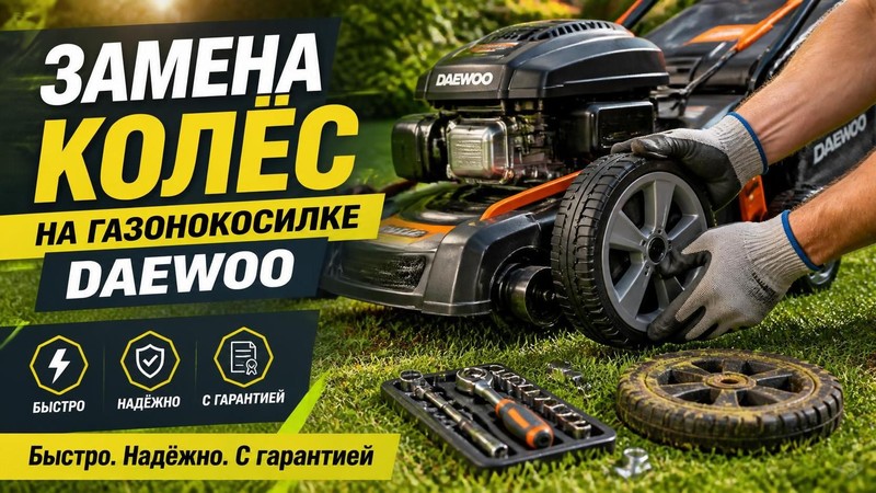 Замена колёс на газонокосилке Daewoo