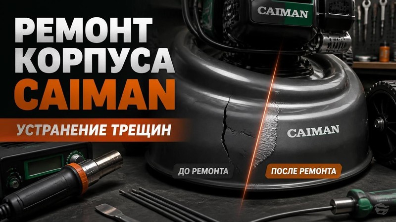 Ремонт корпуса газонокосилки Caiman: устранение трещин