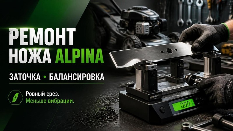 Ремонт ножа газонокосилки Alpina: заточка и балансировка