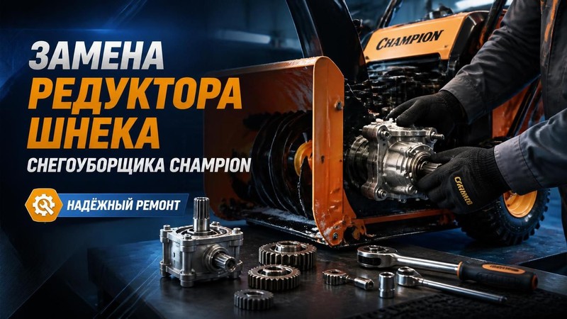 Замена редуктора шнека снегоуборщика CHAMPION