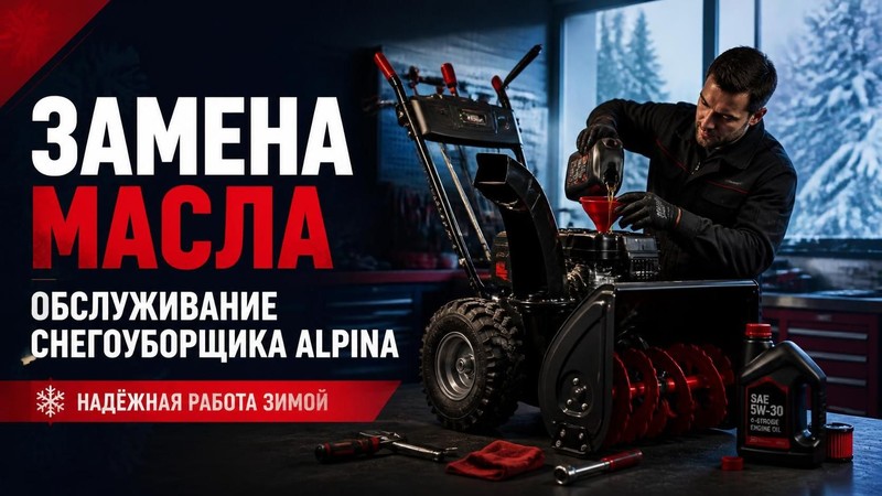 Замена масла и обслуживание снегоуборщика Alpina