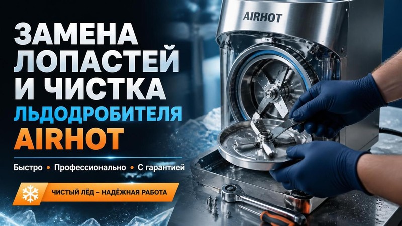 Замена лопастей и чистка льдодробителя AIRHOT