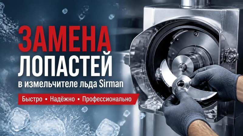 Замена лопастей в измельчителе льда Sirman