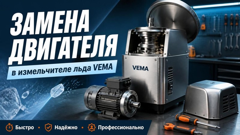 Замена двигателя в измельчителе льда VEMA