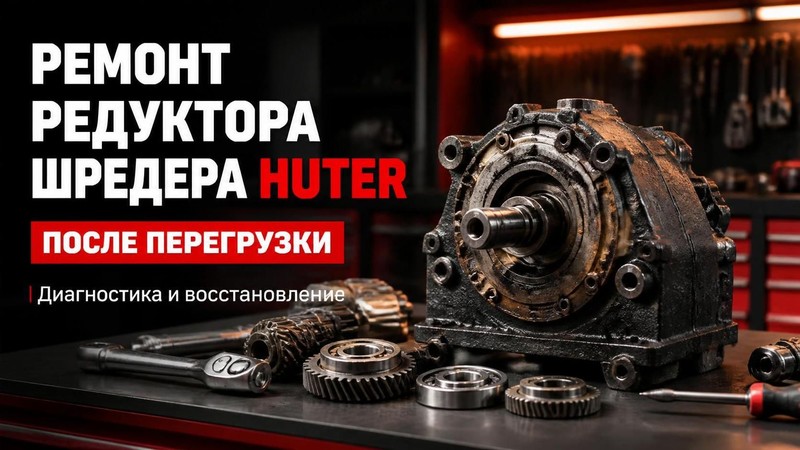 Ремонт редуктора шредера Huter после перегрузки