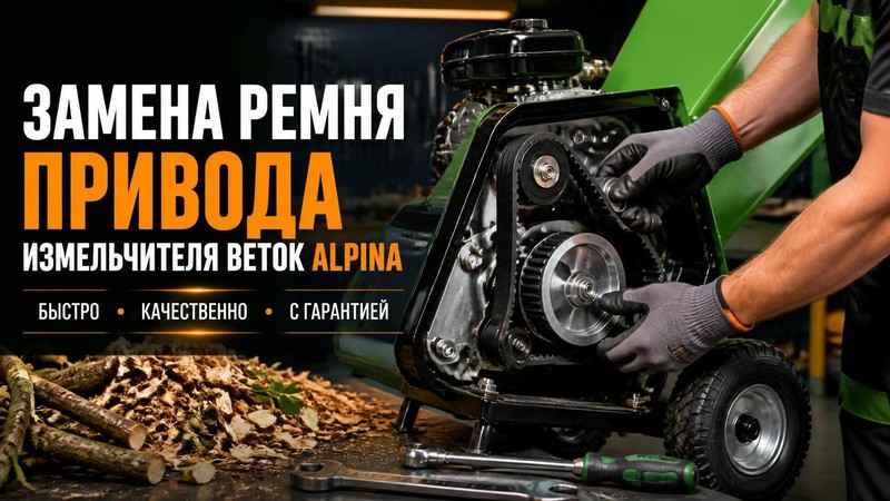 Замена ремня привода измельчителя веток Alpina