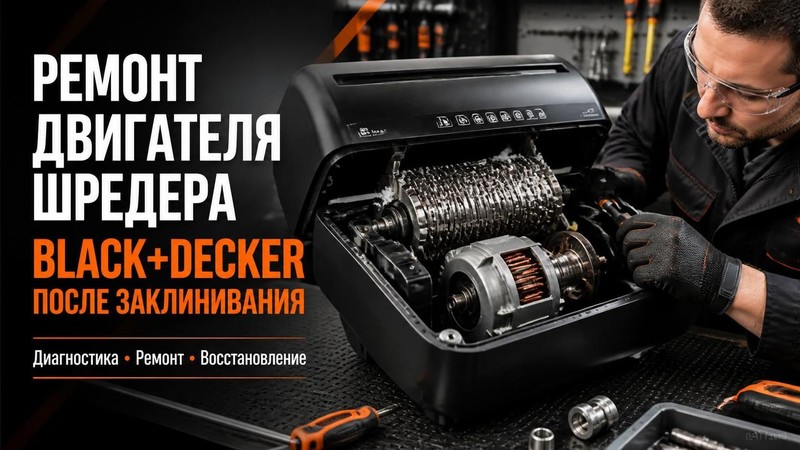 Ремонт двигателя шредера BLACK+DECKER после заклинивания