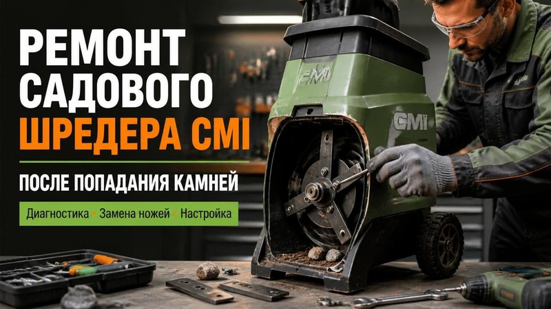 Ремонт садового шредера CMI после попадания камней