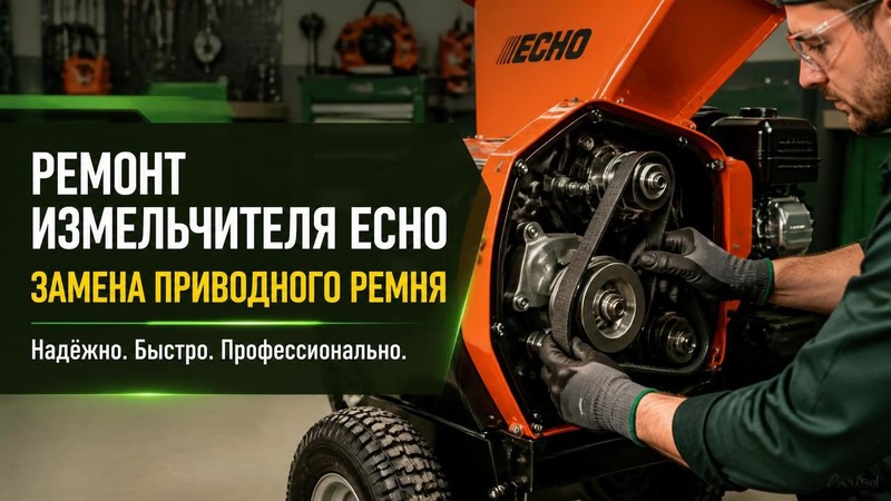 Ремонт измельчителя ECHO: замена приводного ремня