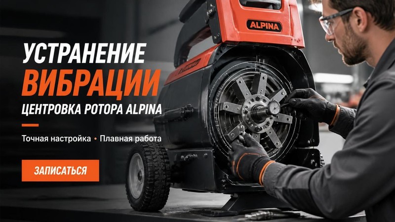 Устранение вибрации садового измельчителя Alpina: центровка ротора