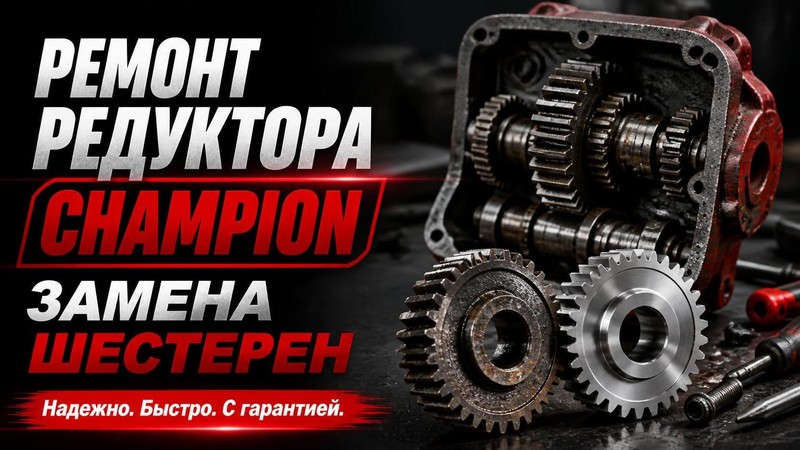 Ремонт редуктора измельчителя CHAMPION: замена шестерен