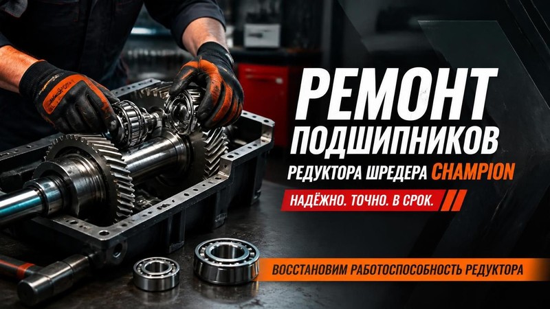 Ремонт подшипников редуктора шредера CHAMPION