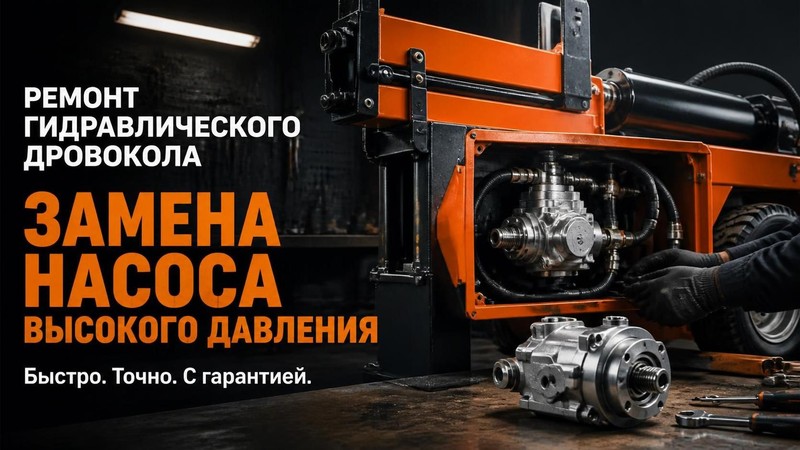 Ремонт гидравлического дровокола Husqvarna: замена насоса высокого давления