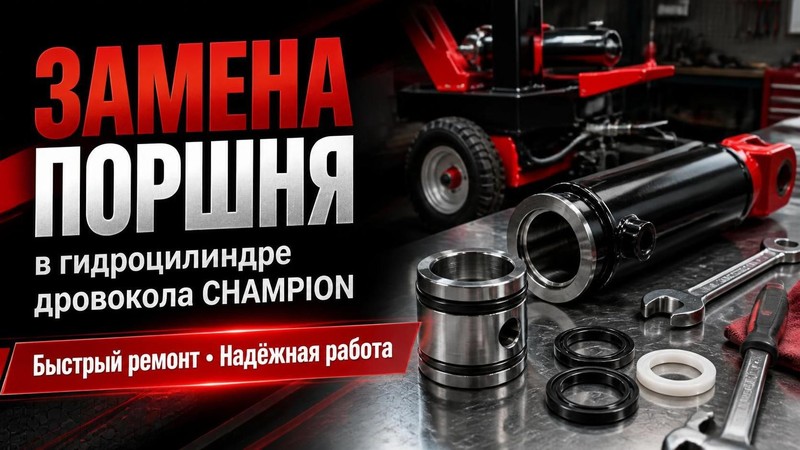 Замена поршня в гидроцилиндре дровокола CHAMPION