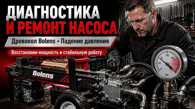 Диагностика и ремонт насоса дровокола Bolens при падении давления