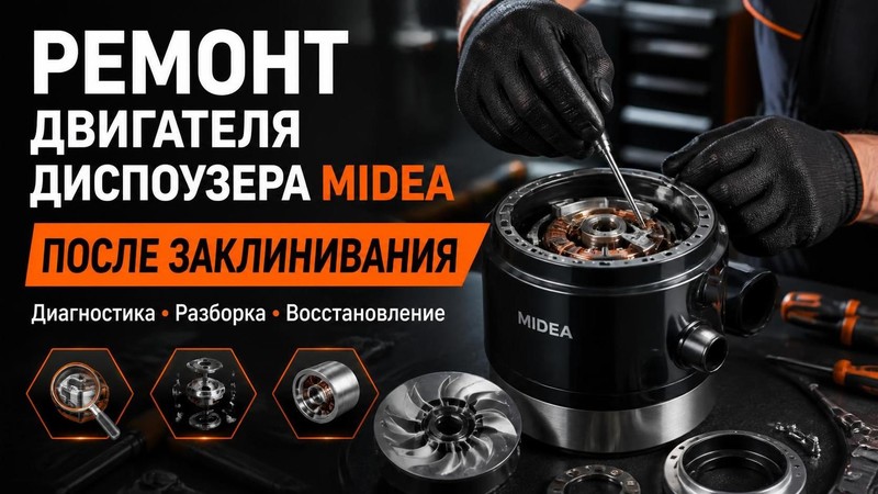 Ремонт двигателя диспоузера MIDEA после заклинивания