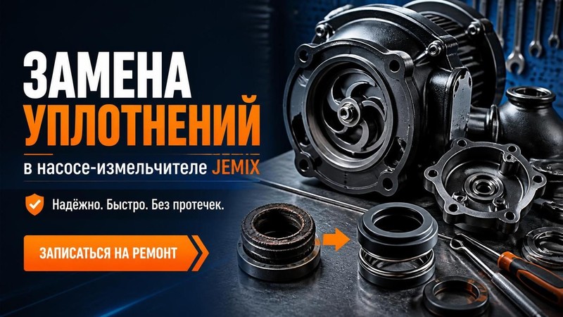 Замена уплотнений в насосе-измельчителе JEMIX