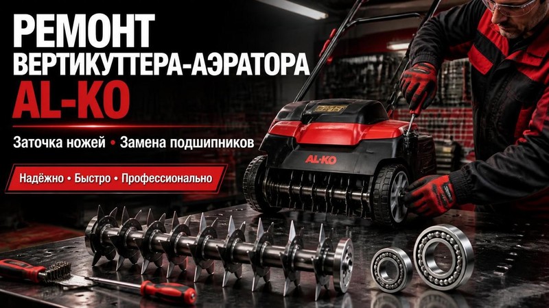Ремонт вертикуттера-аэратора AL-KO: заточка ножей и замена подшипников