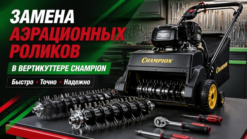 Замена аэрационных роликов в вертикуттере CHAMPION