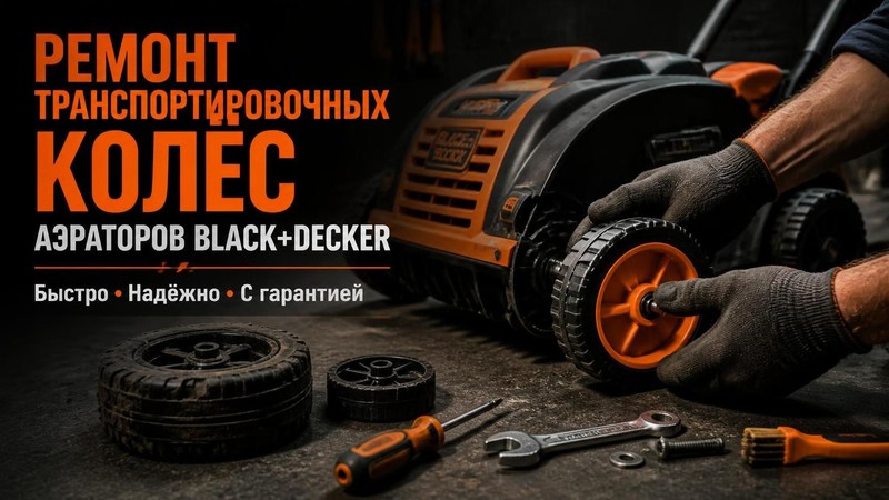 Ремонт транспортировочных колес аэратора BLACK+DECKER
