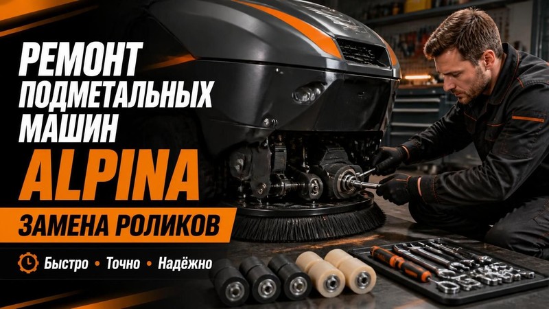 Ремонт подметальной машины Alpina: замена роликов