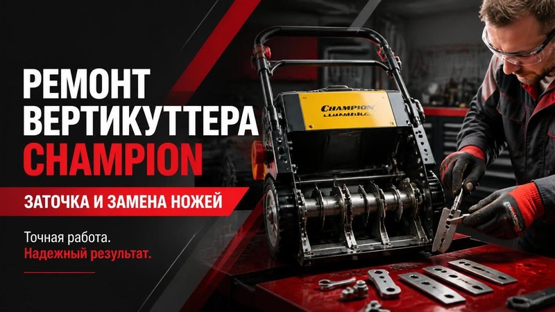 Ремонт вертикуттера CHAMPION: заточка и замена ножей