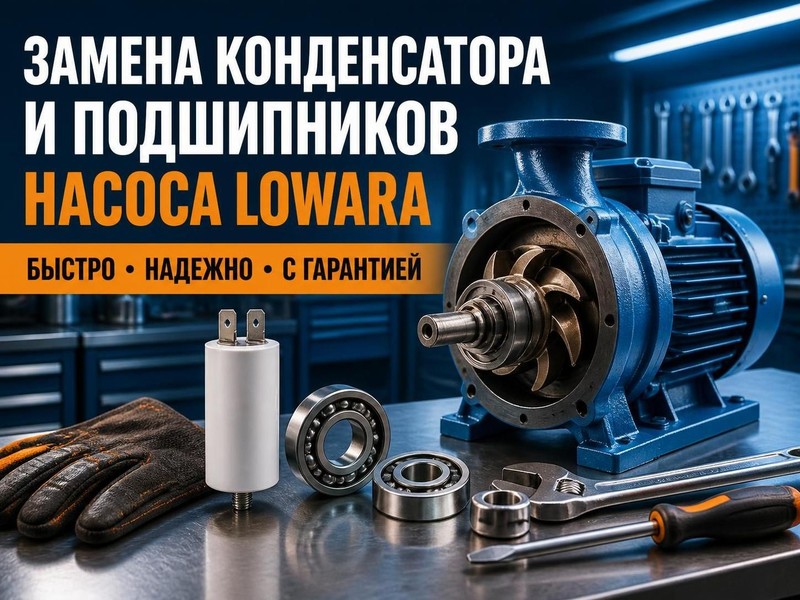 Замена конденсатора и подшипников насоса Lowara — Алексей, фото