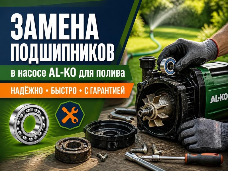 Замена подшипников в насосе AL-KO для полива