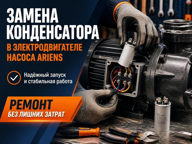 Замена конденсатора в электродвигателе насоса Ariens — Михаил, фото