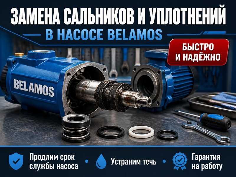 Замена сальников и уплотнений в насосе Belamos