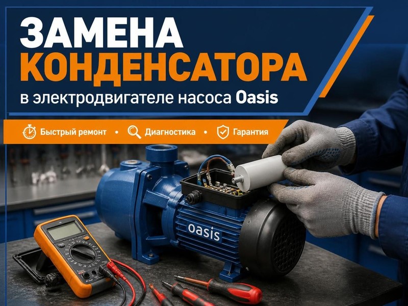 Замена конденсатора в электродвигателе насоса Oasis — Игорь, фото