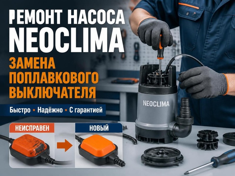 Ремонт насоса NEOCLIMA: замена поплавкового выключателя — Владимир, фото
