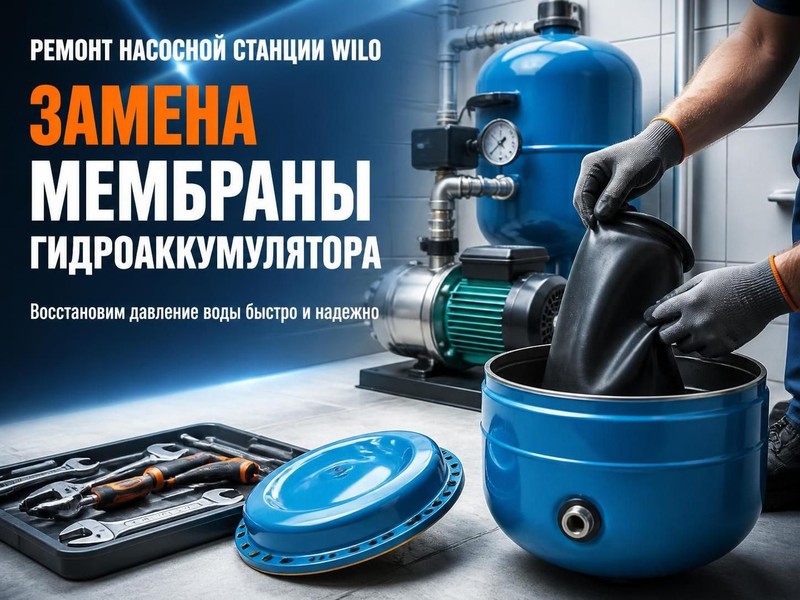 Ремонт насосной станции WILO: замена мембраны гидроаккумулятора