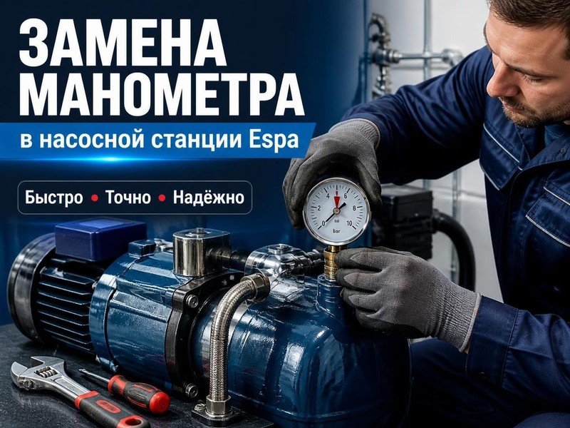 Замена манометра в насосной станции Espa — Павел, фото