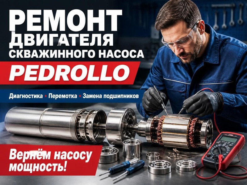 Ремонт двигателя скважинного насоса Pedrollo
