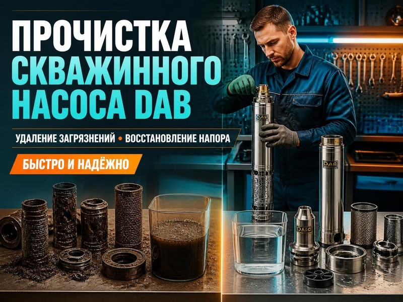 Прочистка скважинного насоса DAB от загрязнений