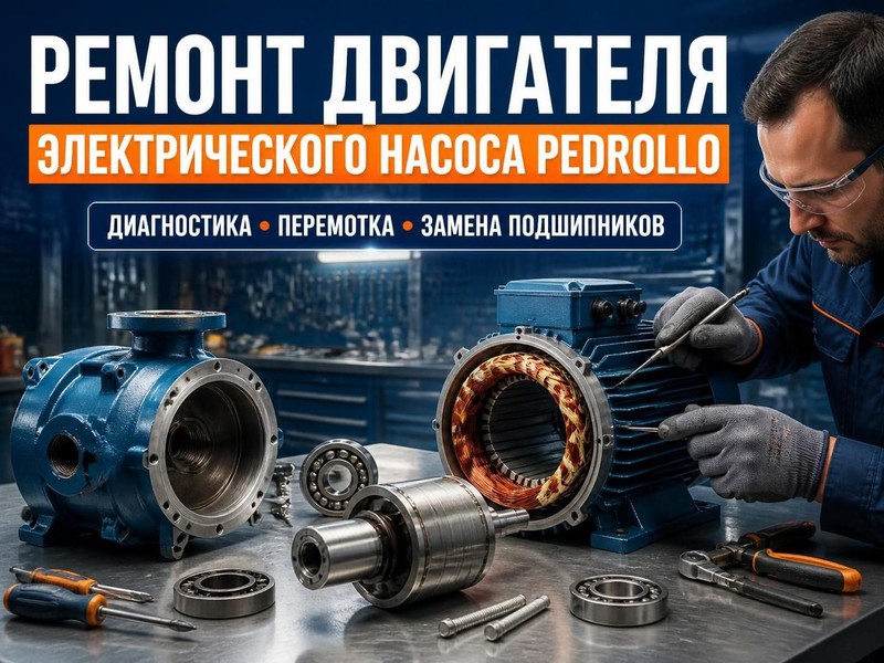 Ремонт двигателя электрического насоса Pedrollo