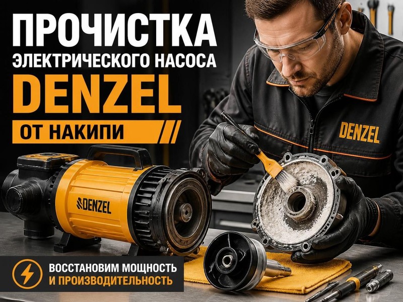 Прочистка электрического насоса Denzel от накипи