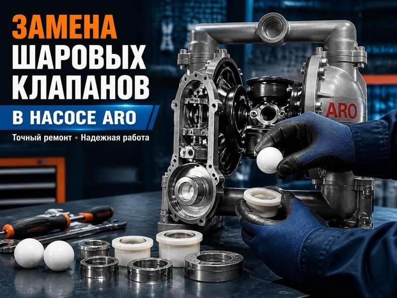 Замена шаровых клапанов в насосе ARO