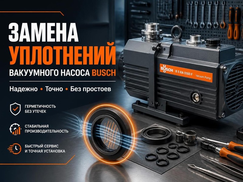 Замена уплотнений вакуумного насоса Busch