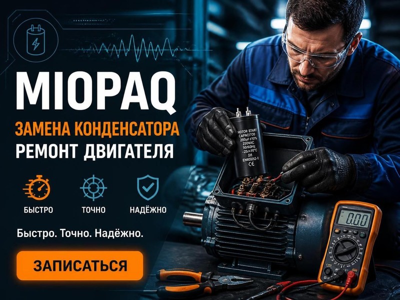 MIOPAQ: замена конденсатора и ремонт двигателя