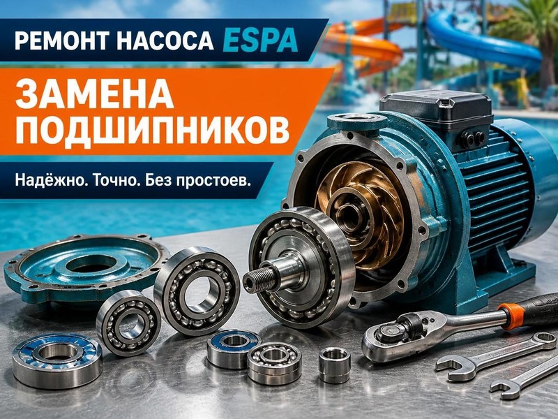 Ремонт насоса водных аттракционов Espa: замена подшипников