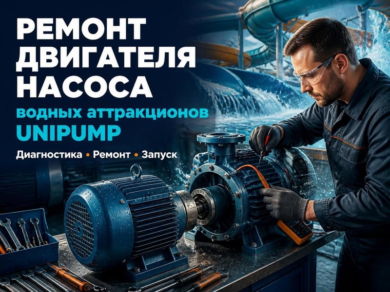 Ремонт двигателя насоса водных аттракционов UNIPUMP