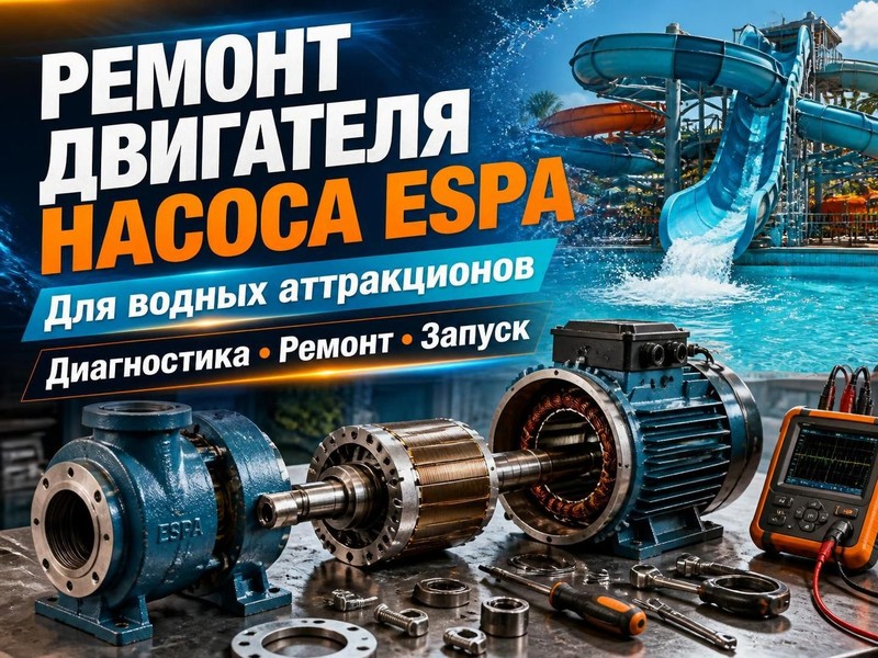 Ремонт двигателя насоса Espa для водных аттракционов