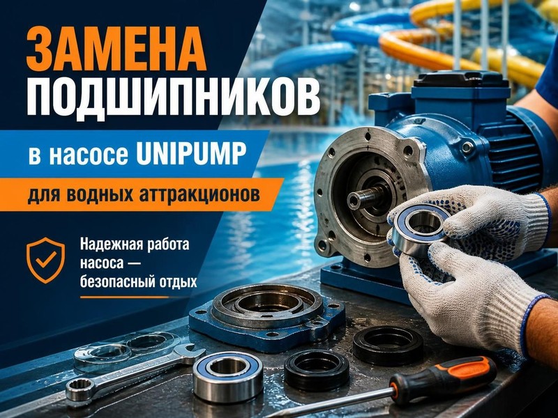 Замена подшипников в насосе UNIPUMP для водных аттракционов